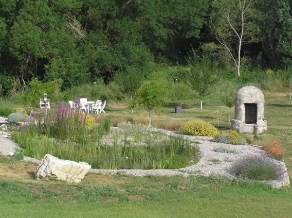 Dans le bassin de régénération, l'eau est purifiée par les plantes...